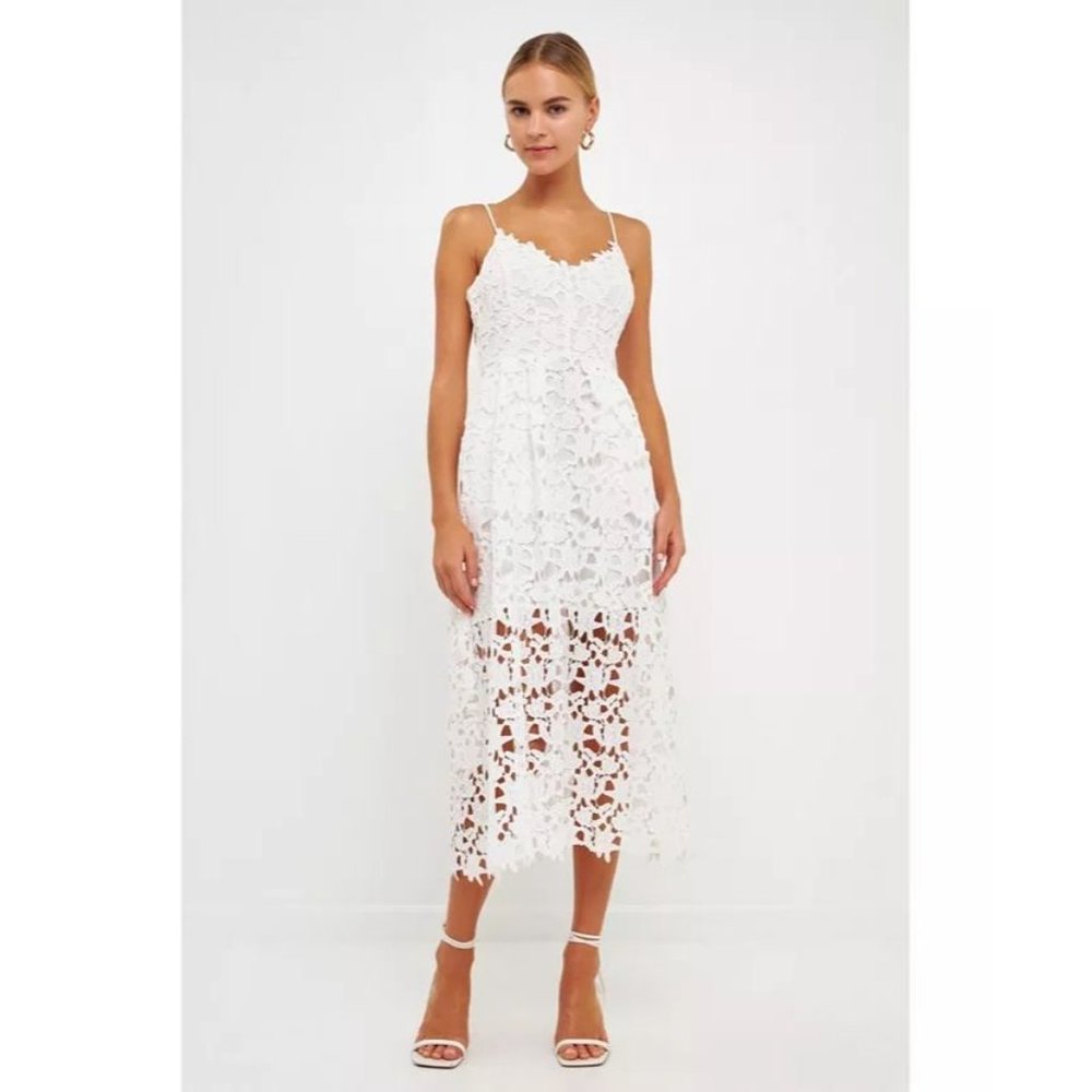 Endless Rose NWT Lace Cami Midi in White size Medium